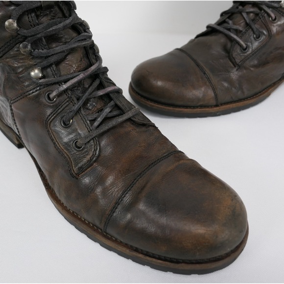 Allsaints Distressed 7" Side Zip Leather Boots Men's 10 Combat Biker *READ* - Picture 8 of 16